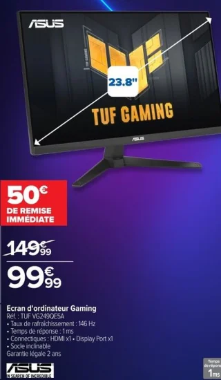 Ecran d'ordinateur Gaming ASUS TUF VG249QE5A 23.8"