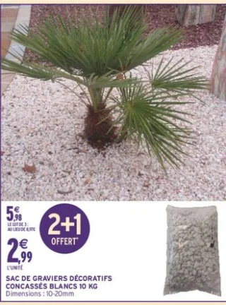Sac de graviers décoratifs concassés blancs 10 kg
