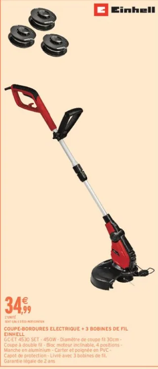Coupe-bordures électrique + 3 bobines de fil Einhell GC-ET 4530 SET