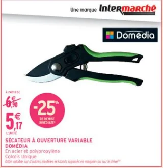 Sécateur à ouverture variable Domédia