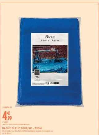 Bâche bleue 70gr/m² - 2x3m