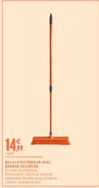 Balai d'extérieur avec brosse incurvée
