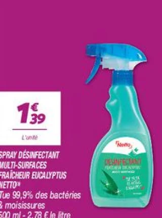 Spray désinfectant multi-surfaces fraîcheur eucalyptus