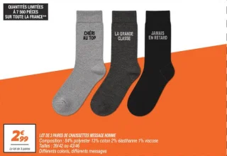Lot de 3 paires de chaussettes message homme
