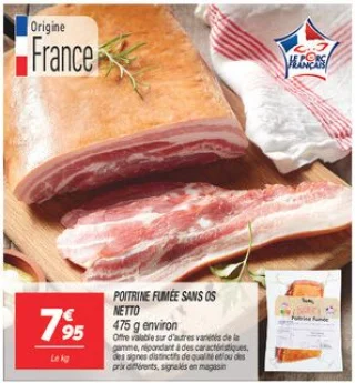 Poitrine fumée sans os