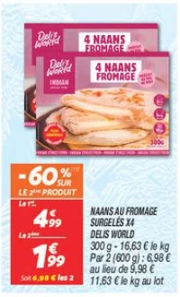 Naans au fromage surgelés x4