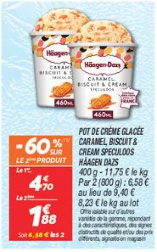 Pot de crème glacée caramel, biscuit & cream speculoos