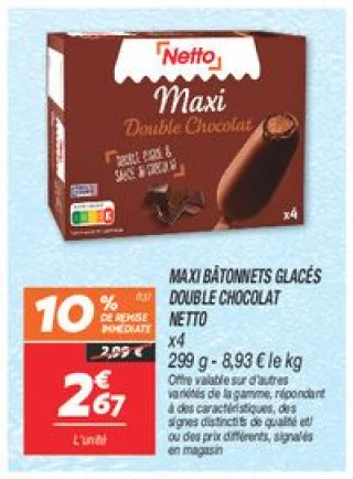 Maxi bâtonnets glacés double chocolat