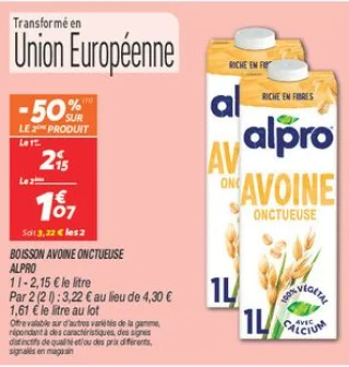 Boisson avoine onctueuse 