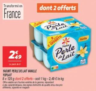 Yaourt perle de lait vanille 