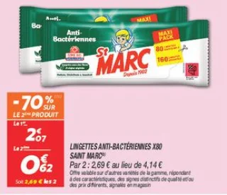 Lingettes anti-bactériennes x80