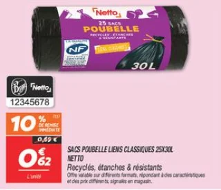 Sacs poubelle liens classiques 25x30l