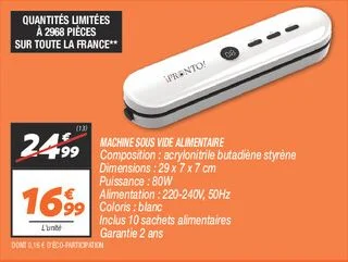 Machine sous vide alimentaire 