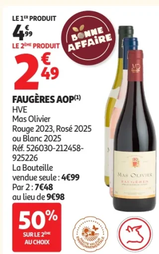 Mas Olivier Faugères AOP Rouge 2023, Rosé 2025 ou Blanc 2025