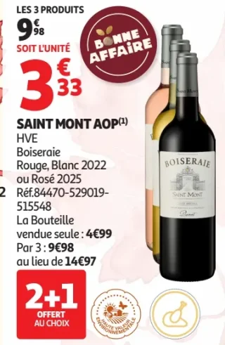 Saint Mont AOP Boiseraie Rouge, Blanc 2022 ou Rosé 2025