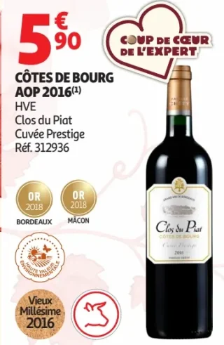 Côtes de Bourg AOP 2016 Clos du Piat Cuvée Prestige