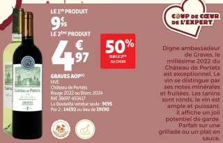 Graves AOP Château de Portets Rouge 2022 ou Blanc 2024