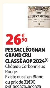 PESSAC LÉOGNAN GRAND CRU CLASSÉ AOP 2024 Château Carbonnieux Rouge