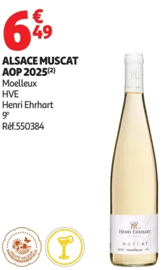 Alsace Muscat AOP 2025 Moelleux HVE Henri Ehrhart