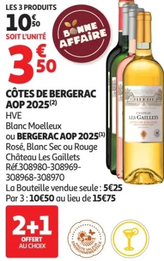 Côtes de Bergerac AOP 2025 HVE ou Bergerac AOP 2025 Château Les Gaillets