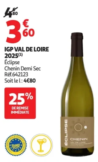 IGP Val de Loire 2025 Éclipse Chenin Demi Sec