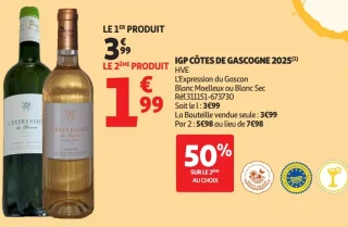 IGP Côtes de Gascogne 2025 HVE L'Expression du Gascon Blanc Moelleux ou Blanc Sec