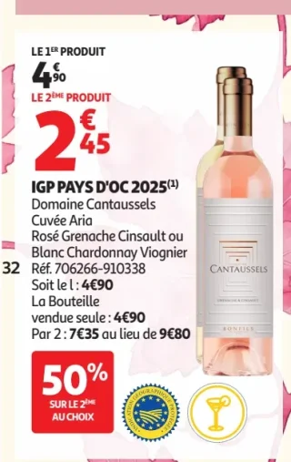 Vin Rosé ou Blanc Domaine Cantaussels Cuvée Aria IGP Pays d'Oc