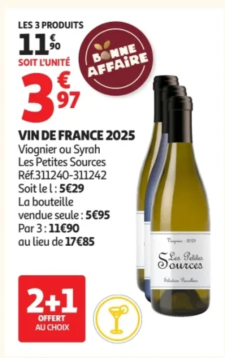VIN DE FRANCE 2025 Viognier ou Syrah Les Petites Sources