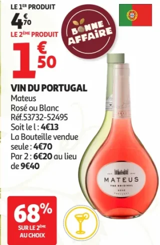 VIN DU PORTUGAL Mateus Rosé ou Blanc