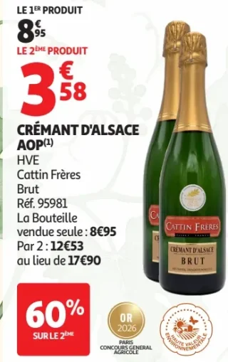 Crémant d'Alsace AOP HVE Cattin Frères Brut