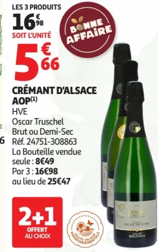 Crémant d'Alsace AOP HVE Oscar Truschel Brut ou Demi-Sec