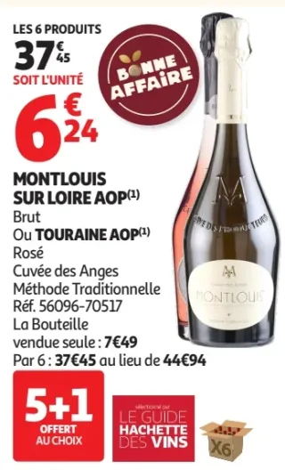 Montlouis sur Loire AOP Brut ou Touraine AOP Rosé Cuvée des Anges