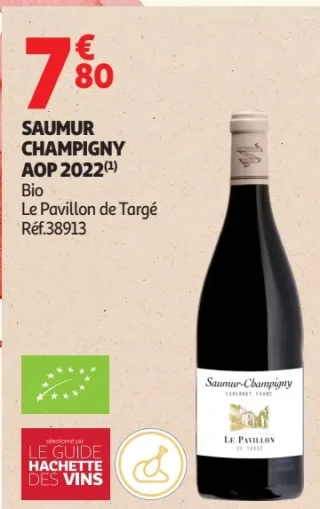 Saumur Champigny AOP 2022 Bio Le Pavillon de Targé