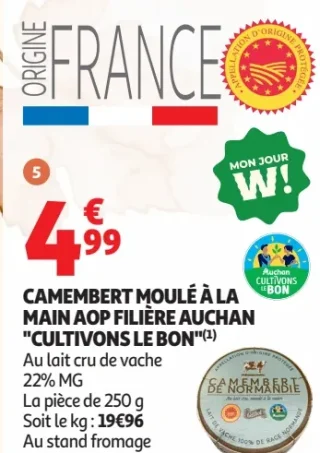Camembert Moulé à la main AOP Filière Auchan "Cultivons le bon"