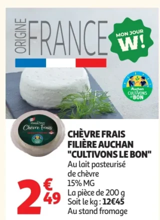 CHÈVRE FRAIS FILIÈRE AUCHAN "CULTIVONS LE BON"