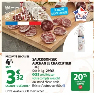 SAUCISSON SEC AUCHAN LE CHARCUTIER