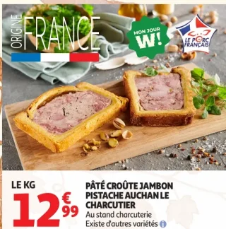 PÂTÉ CROÛTE JAMBON PISTACHE AUCHAN LE CHARCUTIER