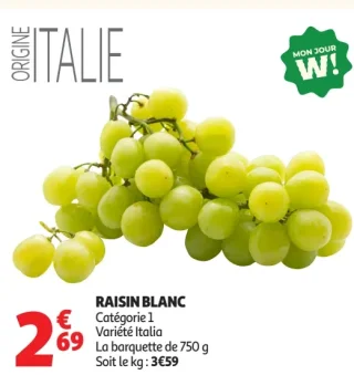 Raisin Blanc Origine Italie