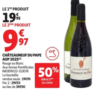 Châteauneuf du Pape AOP 2025 Aux Armes Pontificales Rouge ou Blanc