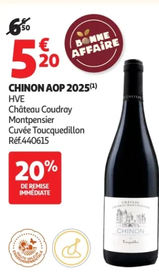 Chinon AOP 2025 HVE Château Coudray Montpensier Cuvée Toucquedillon