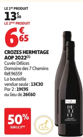 Vin rouge Crozes Hermitage AOP 2022 Cuvée Délices Domaine des 7 Chemins