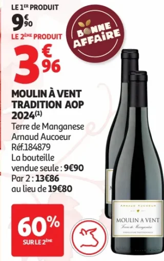 Vin rouge Moulin à Vent Tradition AOP 2024 Terre de Manganese Arnaud Aucoeur