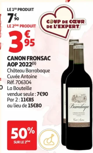 Canon Fronsac AOP 2022 Château Barrabaque Cuvée Antoine