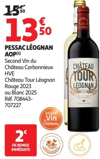 Pessac-Léognan AOP Second Vin du Château Carbonnieux - Château Tour Léognan Rouge 2023 ou Blanc 2025