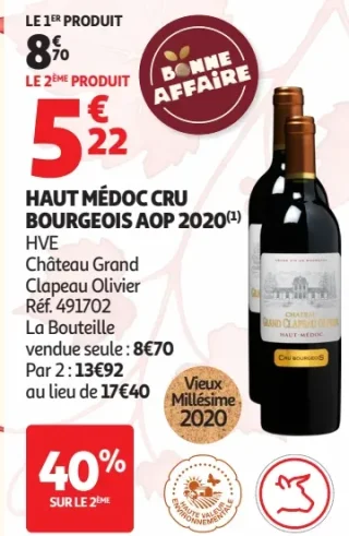 Haut Médoc Cru Bourgeois AOP 2020 Château Grand Clapeau Olivier