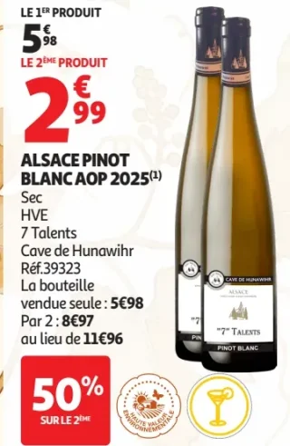 Alsace Pinot Blanc AOP 2025 Sec HVE 7 Talents Cave de Hunawihr