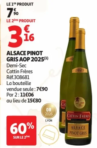 Alsace Pinot Gris AOP 2025 Demi-Sec Cattin Frères