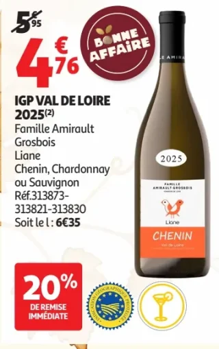 IGP Val de Loire 2025 Famille Amirault Grosbois Liane