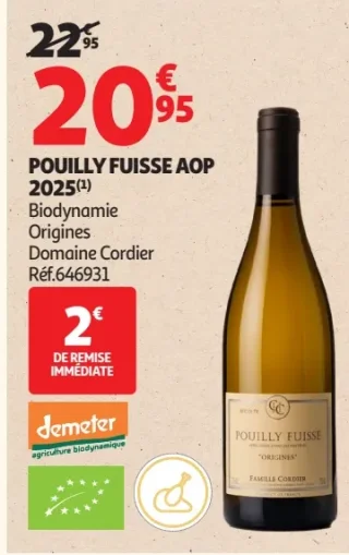 POUILLY FUISSE AOP 2025 Biodynamie Origines Domaine Cordier