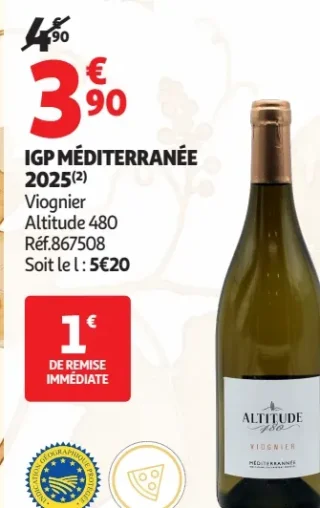 IGP Méditerranée 2025 Viognier Altitude 480